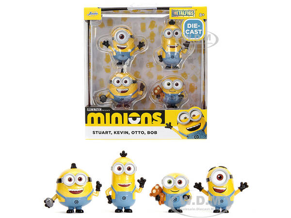 Set of 4 Diecast Figures Minions (2015) Movie Metalfigs Series Diecast Models by Jada