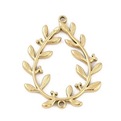 304 Stainless Steel Teardrop Leaf Connector Charms