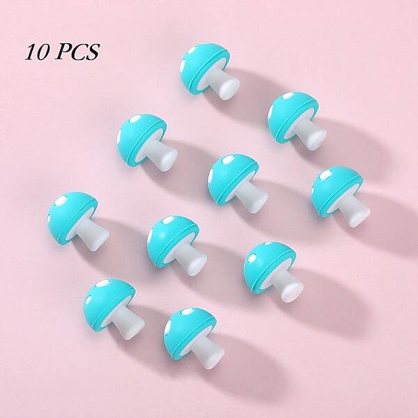 10Pcs Mushroom Silicone Focal Beads