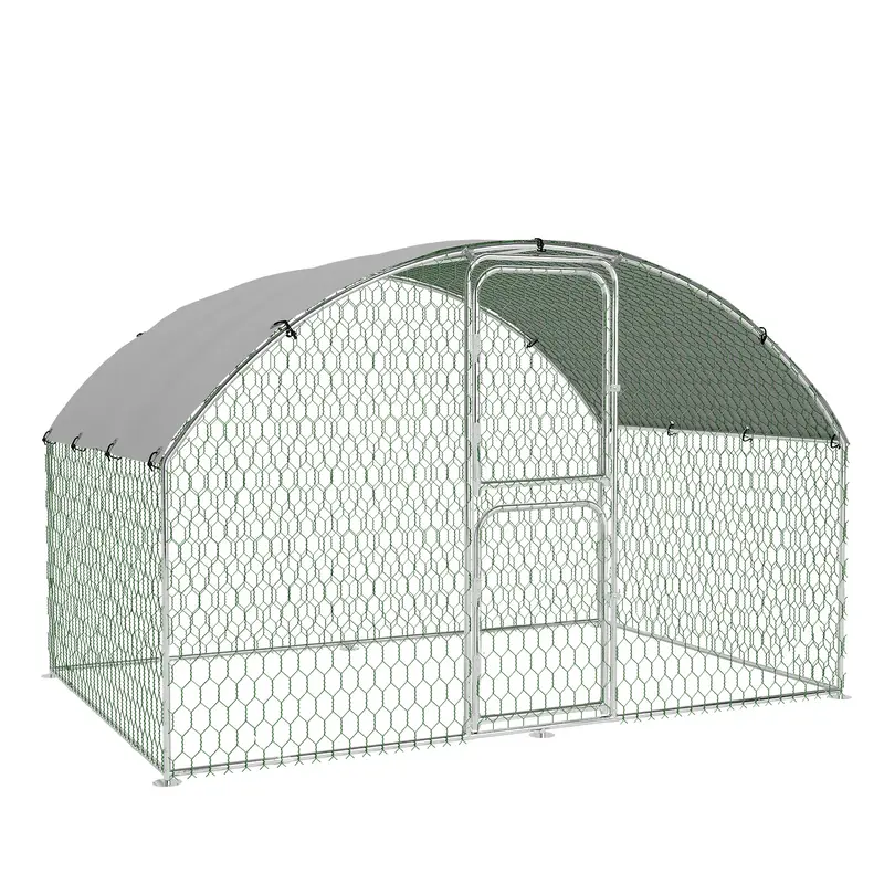 Garvee Heavy Duty Large Metal Chicken Coop - Walk-In Hen House with Secure Lock, Double Doors, Waterproof & UV-Resistant Cove...