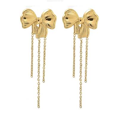 Ion Plating(IP) 304 Stainless Steel Chain Tassel Stud Earrings