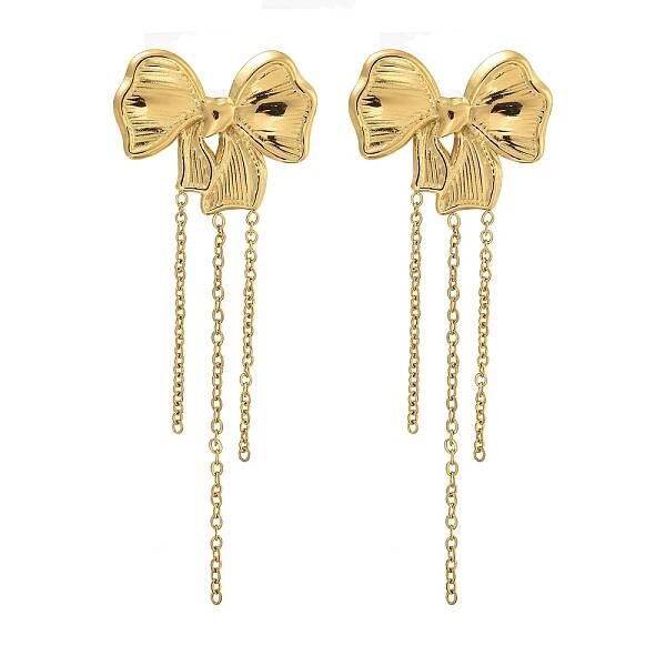 Ion Plating(IP) 304 Stainless Steel Chain Tassel Stud Earrings