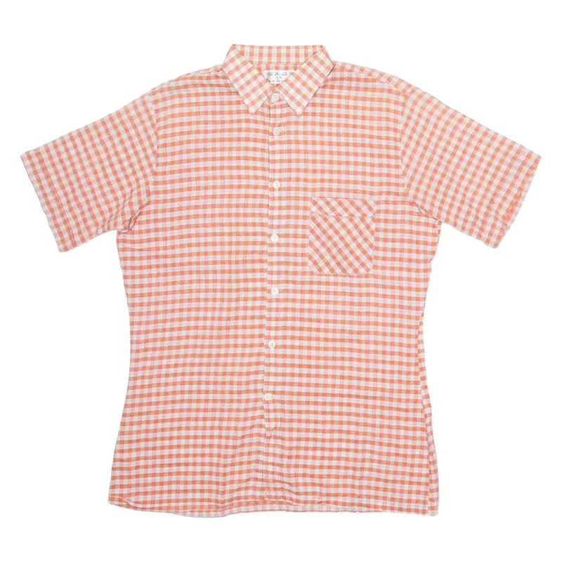 Mens Shirt Orange Check M