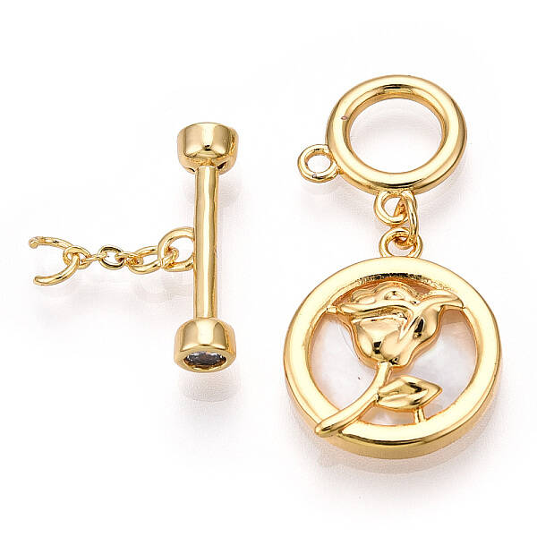 White Shell Toggle Clasps