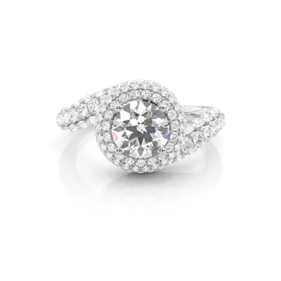 14K White Gold Round Cut Lab Created Diamond Custom Rings VVS1 Clarity 3EX IGI Certified