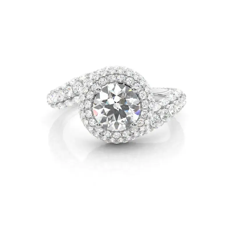 14K White Gold Round Cut Lab Created Diamond Custom Rings VVS1 Clarity 3EX IGI Certified