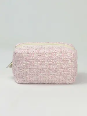 Tweed Makeup Bag As Gift, Portable Cosmetic Bag for Galentinesparty, Makeup Case Washable Bag Makeup Organizer for Women Girl...