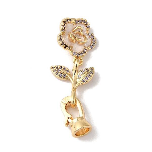 Brass Micro Pave Cubic Zirconia Fold Over Clasps