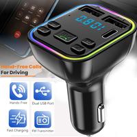 FM Transmitter Car Bluetooth Adapter, Wireless Radio Music Adapter Car Kit with 2 USB Charging, Audio Receiver Car Charger MP...