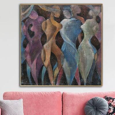 Large People Painting Human Fine Art Silhouette Canvas Art 40x40 Customized Paintings Personalized Artwork For Hotel Interior...