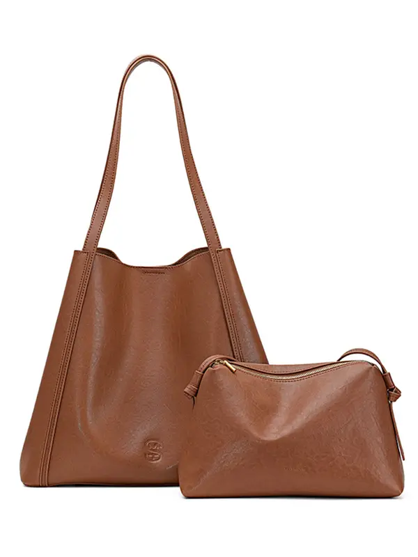 Smting Leather Shopper Tote Bag