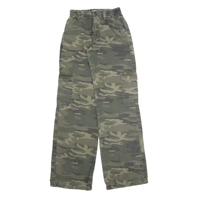 SUBDUED Camo Cargo Womens Trousers Green Relaxed Wide-Leg W24 L34