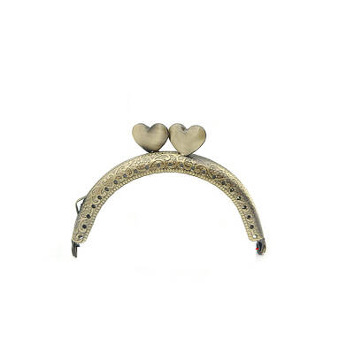 Heart Iron Kiss Lock Purse Frame Handle