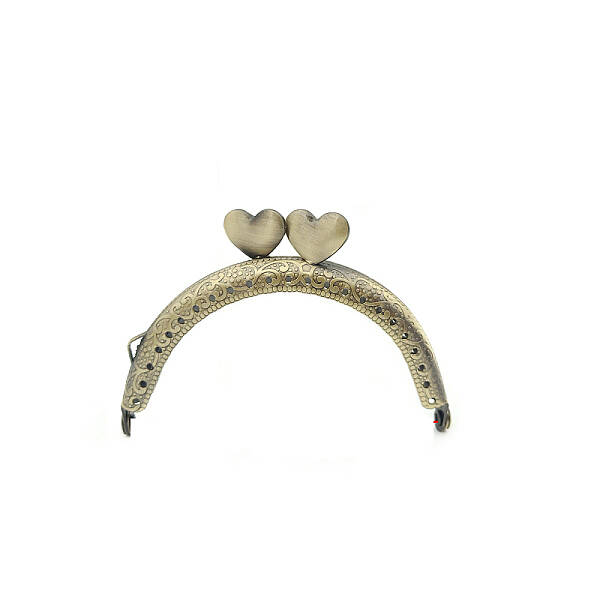 Heart Iron Kiss Lock Purse Frame Handle