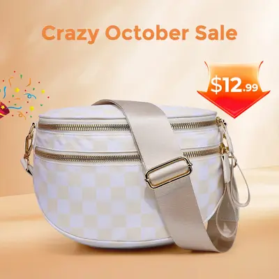 GAINSNS Black and White Nylon Bum Bag Plus Size Friendly Fanny Pack  - new style Spacious Design for Essentials great gift be...