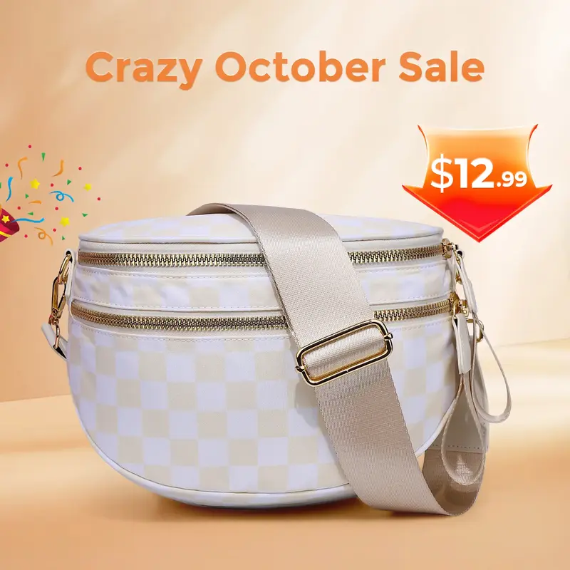 GAINSNS Black and White Nylon Bum Bag Plus Size Friendly Fanny Pack  - new style Spacious Design for Essentials great gift be...