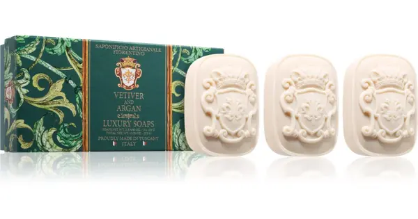 Saponificio Artigianale Fiorentino Vetiver and Argan Set solid soap set 3×125 g