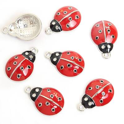Alloy Red Enamel Pendants