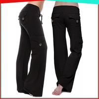 Women'S Cargo Yoga Pants High-Stretch Yoga Leggings - Comfort Fit, Flared Workout Pants with Side Pockets for All Seasons