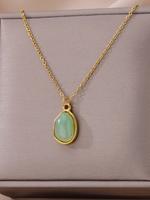 Women's Simple Style Artificial Gemstone Decorated Necklace with Geometric Pendant Design, Elegant Trendy Pendant Necklace Fo...
