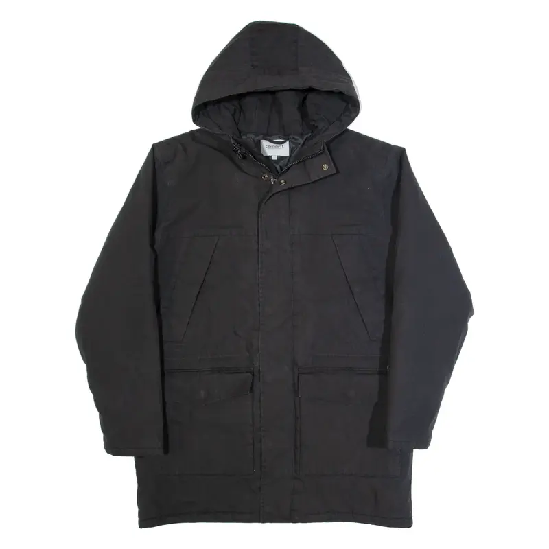 CARHARTT WIP Trent Insulated Mens Parka Coat Black Hooded L