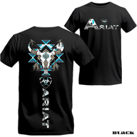 Ariat Aztec Bull Skull T-Shirt – Tribal Western Graphic with Teal Accents – Unisex, Relaxed Fit, Short Sleeve, Machine Wa...