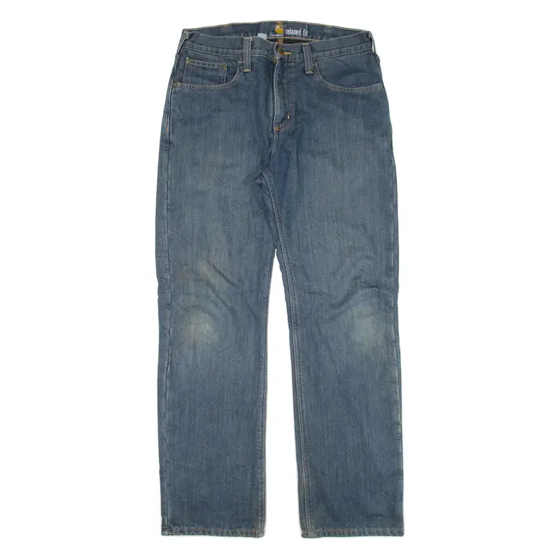 CARHARTT Fleece Lined Workwear Mens Jeans Blue Relaxed Straight W32 L32