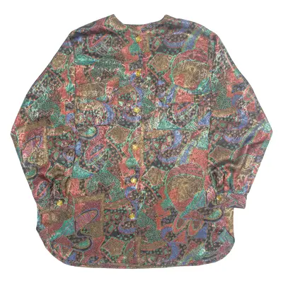 Womens Printed Shirt Brown Long Sleeve Crazy Pattern 2XL