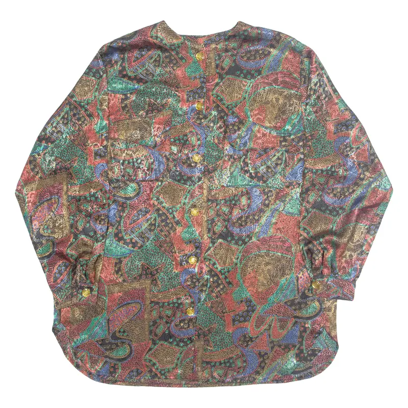 Womens Printed Shirt Brown Long Sleeve Crazy Pattern 2XL