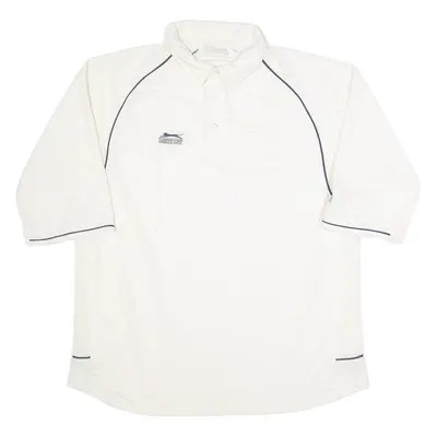 SLAZENGER Mens Polo Shirt Cream 3/4 Sleeve XL