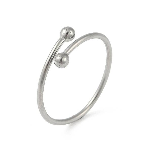 Non-Tarnish 304 Stainless Steel Round Ball Open Cuff Finger Rings for Women