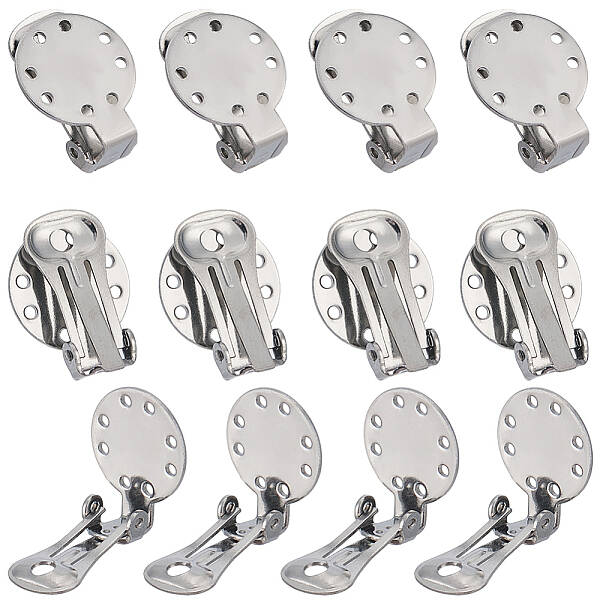 30Pcs 304 Stainless Steel Clip-on Earring Setting
