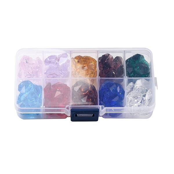 100Pcs 10 Colors Glass Pendants