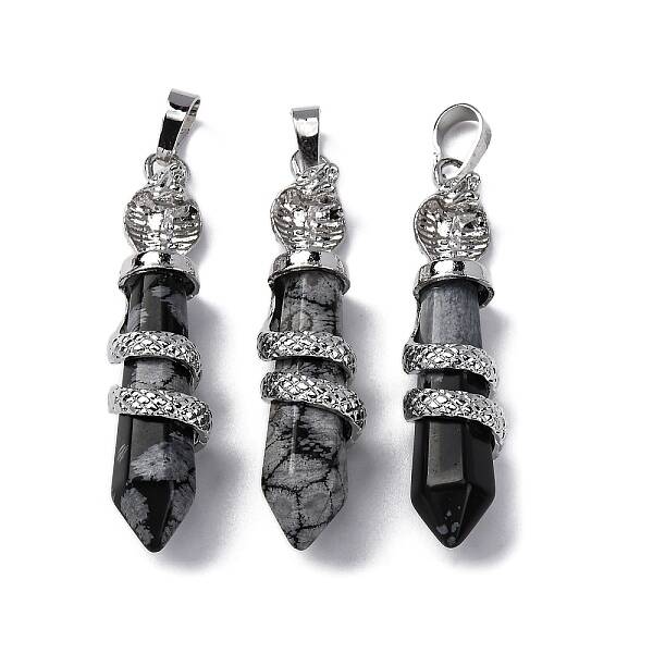 Synthetic Snowflake Obsidian Pendants