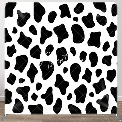 Aperturee Black White Cow Pattern Birthday Pillow Case Backdrop, 6X6FT(1.8X1.8M), 111 USD, square double-sided backdrops, DSA...