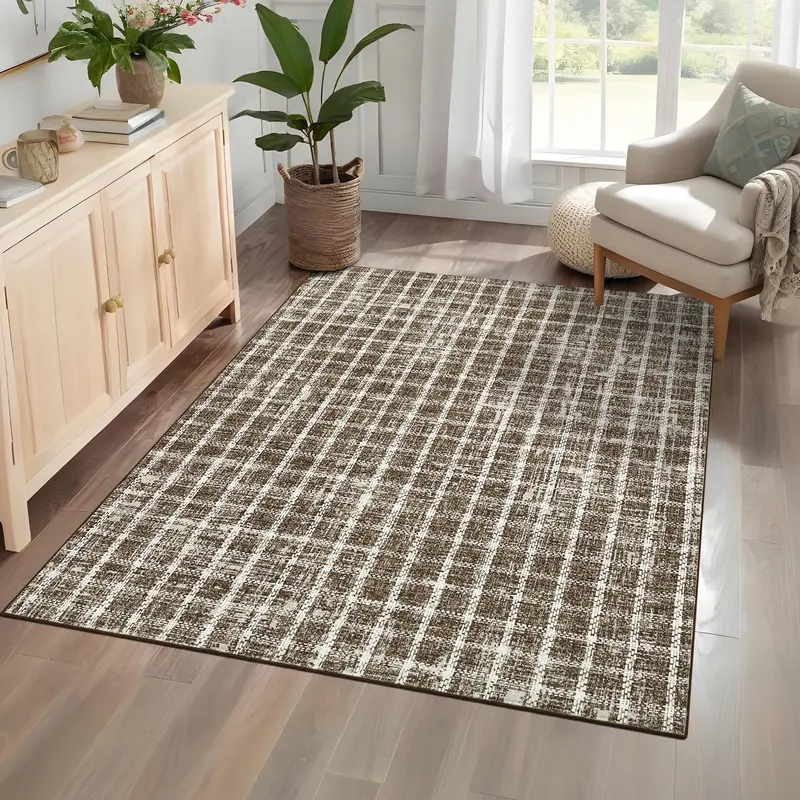 Garvee Washable Area Rug 6x9 Rugs for Living Room Geometric Checkered Print Soft Thin Carpet for Bedroom Large Non Slip Stain...