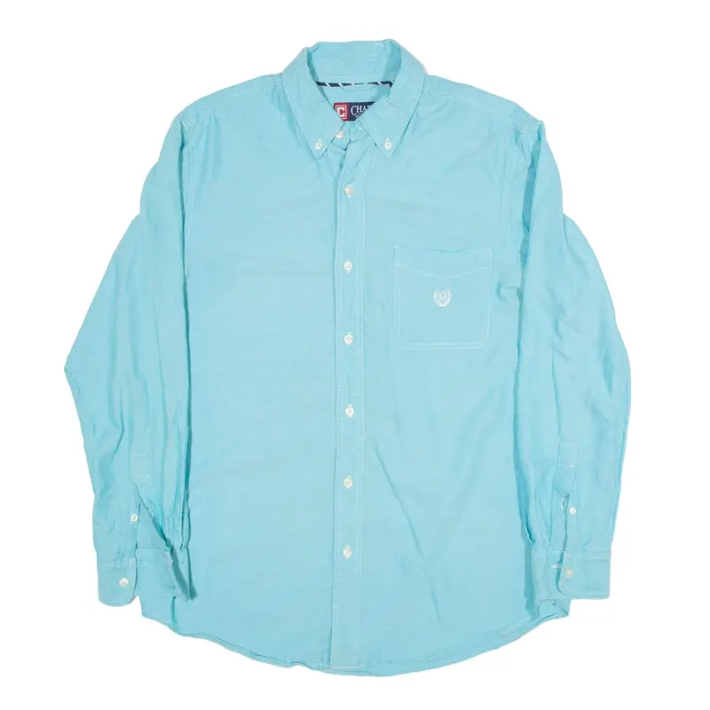 CHAPS Plain Shirt Green Long Sleeve Mens M