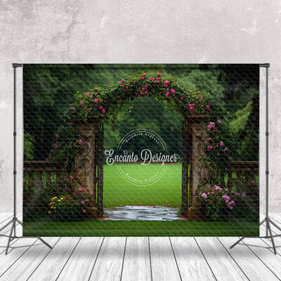 Greenery Field Arch Floral Wedding Photo Backdrop - Aperturee