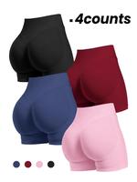 Women's Solid Color High Waist Boyshorts, Minimalist Breathable Comfortable High Stretch Seamless Panty for Daily Wear, Ladie...