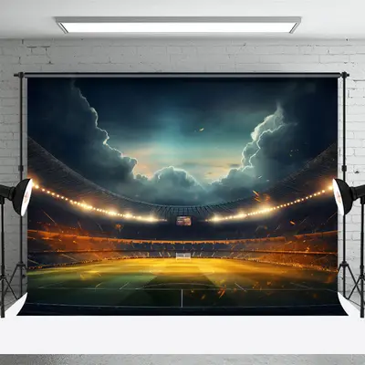 Cloud Nightfall Dim Light Football Field Backdrop - Aperturee