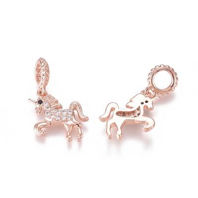 Brass Micro Pave Clear Cubic Zirconia European Dangle Charms