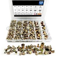 Rivet Nut Tool Kit, 830pcs SAE/Metric Rivet Nut Assortment Kit M3, M4, M5, M6, M8, M10, M12, (Metric - 830pcs) #6-32、#8-32...