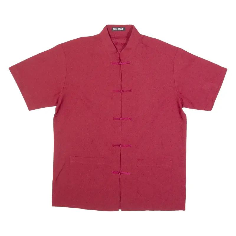 FUH DANG Mens Plain Shirt Red L