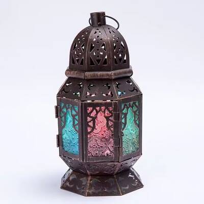 Glass and Iron Candle Holder