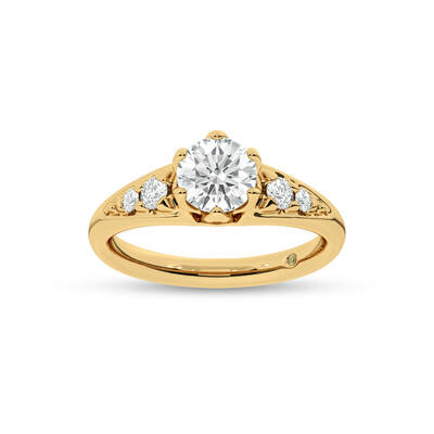 Lyon Tapered Pavé Round Lab Grown Diamond Engagement Ring | 10K Yellow Gold 2 1/4 CT. TW.