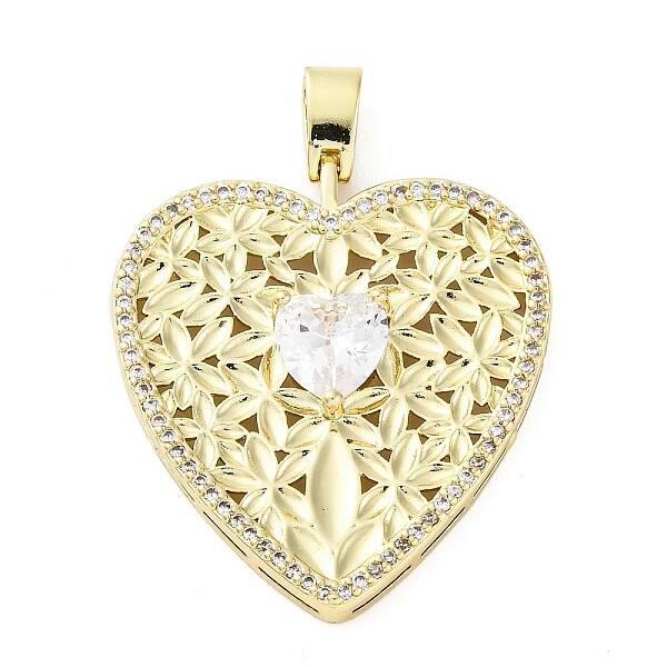 Brass Micro Pave Clear Cubic Zirconia Pendants