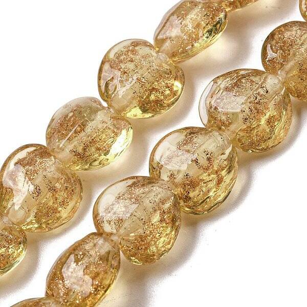 Handmade Gold Sand Lampwork Beads Strands