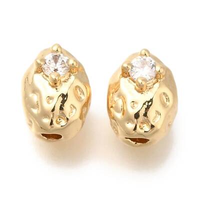 Brass Micro Pave Cubic Zirconia Beads