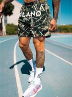 Men's Letter Print Track Shorts, Regular Fit Casual Street Comfy Breathable Shorts for Summer, Men's Bottoms for Daily Wear