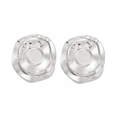 304 Stainless Steel Flat Round Stud Earrings